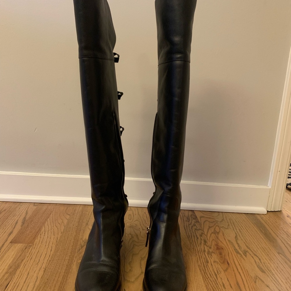 Black Leather Knee-High Boots